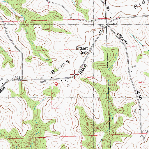 Topographic Map of Boma Ridge, WI