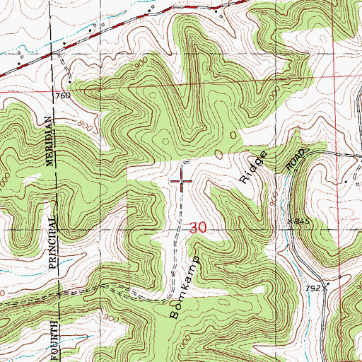 Topographic Map of Bomkamp Ridge, WI