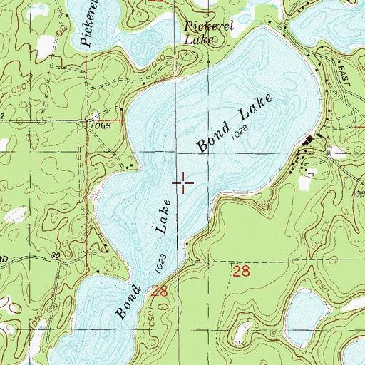 Topographic Map of Bond Lake, WI