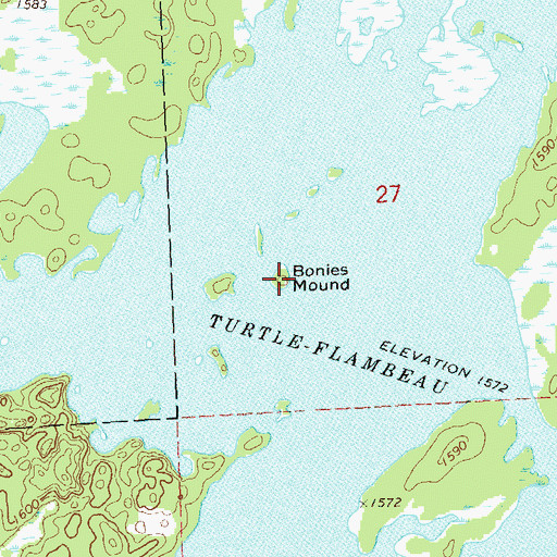 Topographic Map of Bonies Mound, WI