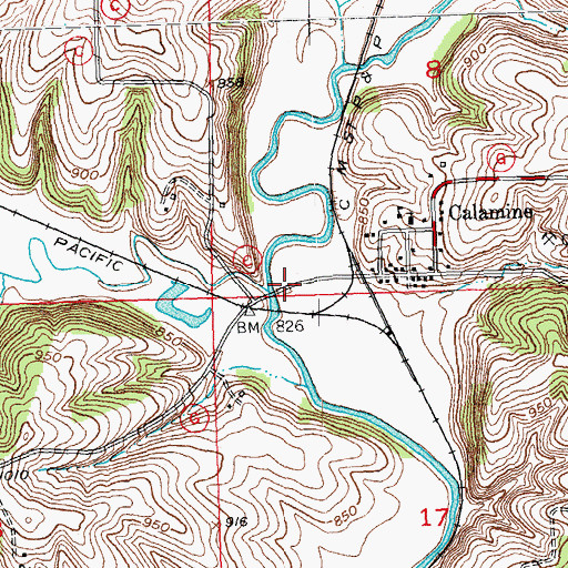 Topographic Map of Bonner Branch, WI