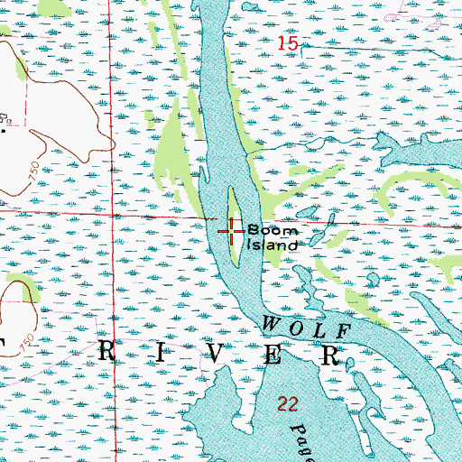 Topographic Map of Boom Island, WI