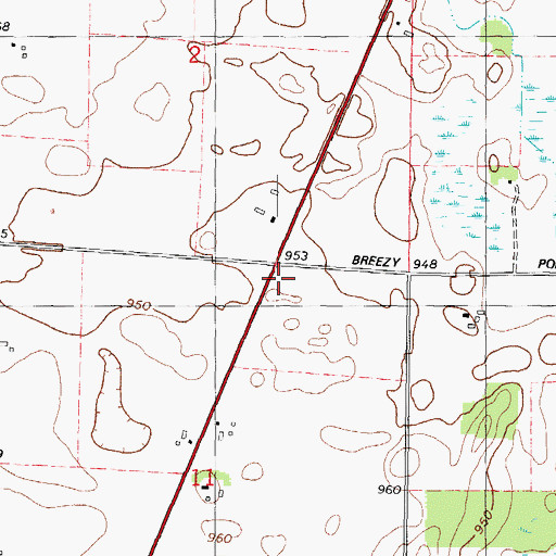 Topographic Map of Boomer School, WI