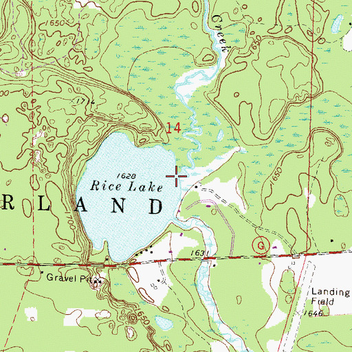 Topographic Map of Boot Creek, WI