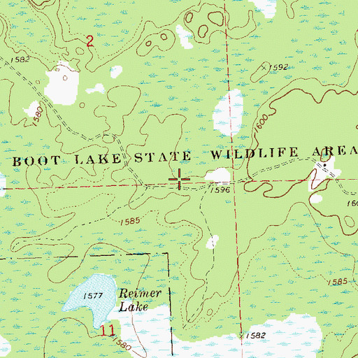 Topographic Map of Boot Lake State Wildlife Area, WI
