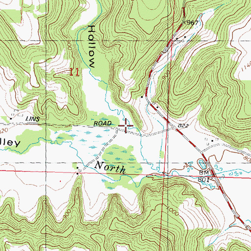 Topographic Map of Borns Hollow, WI