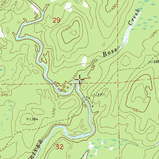Topographic Map of Boss Creek, WI