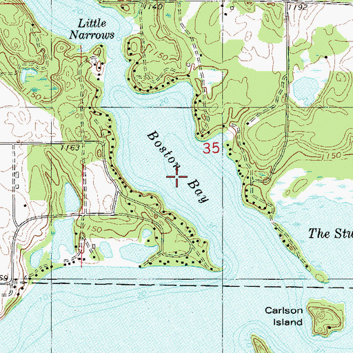 Topographic Map of Boston Bay, WI