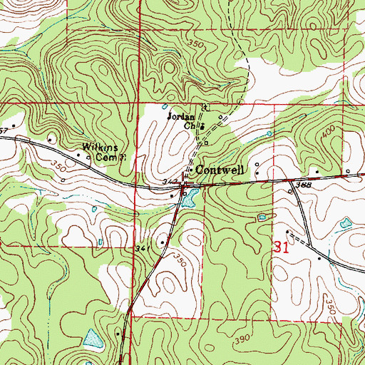 Topographic Map of Contwell, AL
