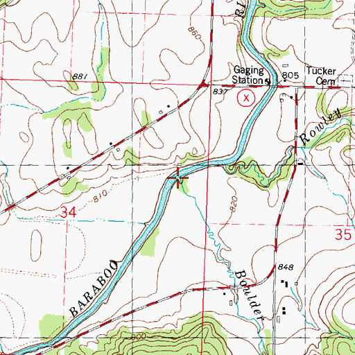 Topographic Map of Boulder Creek, WI