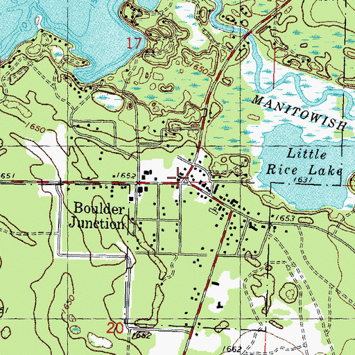Topographic Map of Boulder Junction, WI