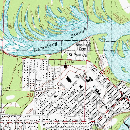 Topographic Map of Mosinee Elementary School, WI