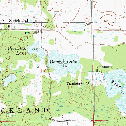Topographic Map of Big Bowker Lake, WI