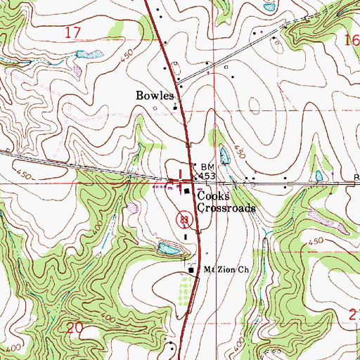 Topographic Map of Cooks Crossroads, AL