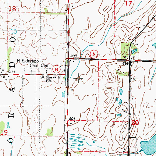 Topographic Map of Boxelder Line School, WI