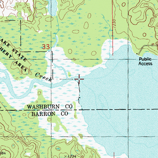 Topographic Map of Boyer Creek, WI