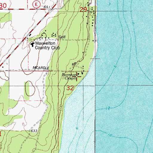 Topographic Map of Boynton Chapel, WI