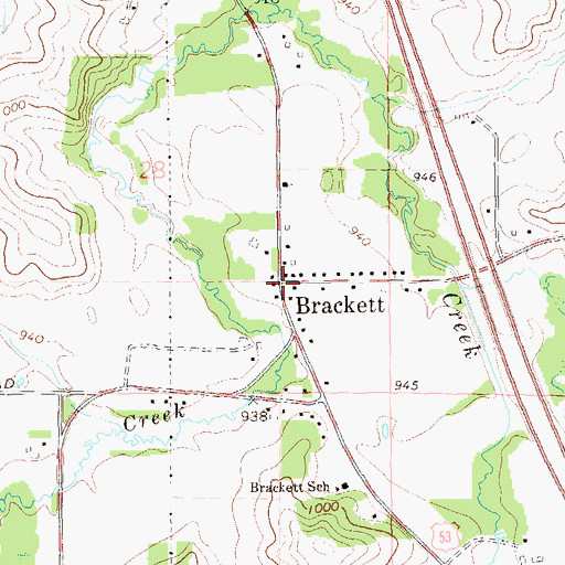 Topographic Map of Brackett, WI