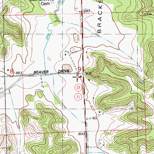 Topographic Map of Brackett School, WI