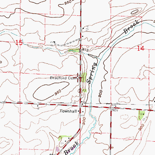 Topographic Map of Bradford Cemetery, WI