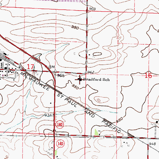 Topographic Map of Bradford School, WI