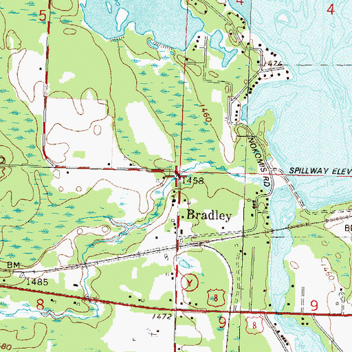 Topographic Map of Bradley, WI