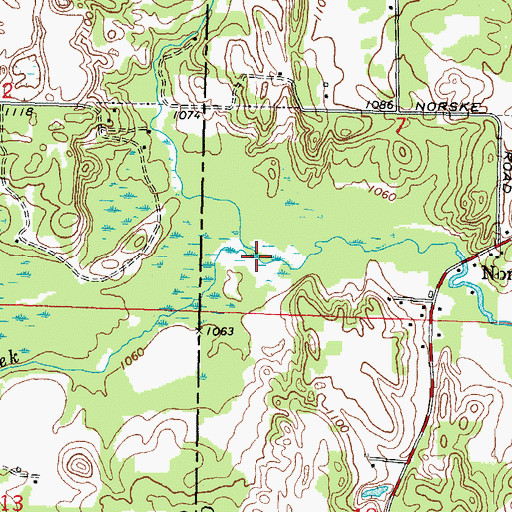 Topographic Map of Bradley Creek, WI