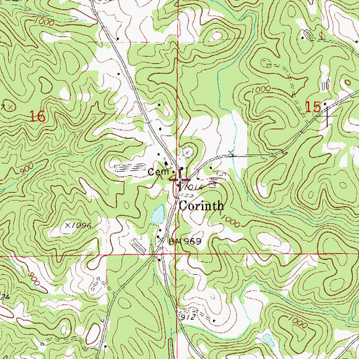 Topographic Map of Corinth, AL