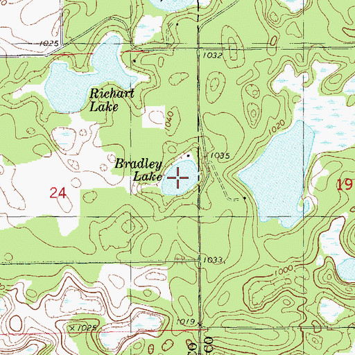 Topographic Map of Bradley Lake, WI