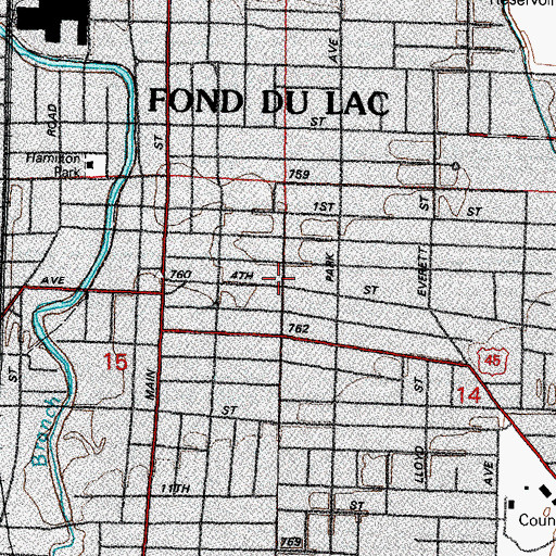 Topographic Map of Bragg School, WI