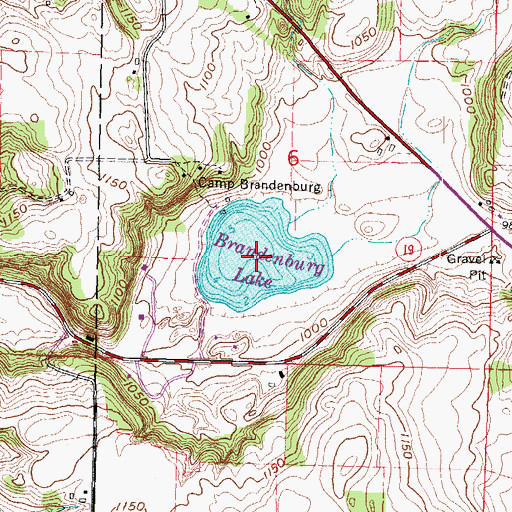 Topographic Map of Brandenburg Lake, WI