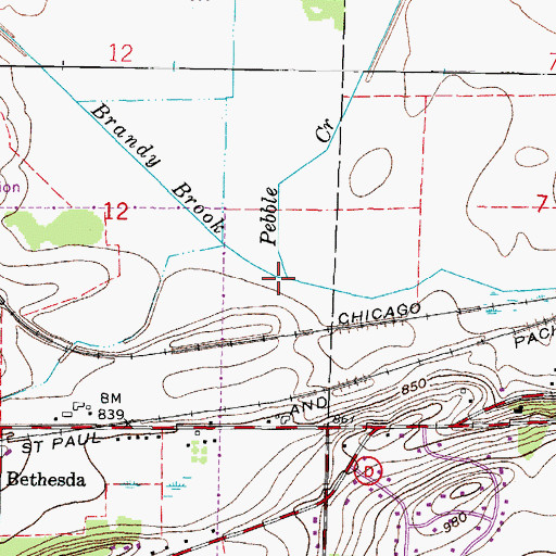 Topographic Map of Brandy Brook, WI