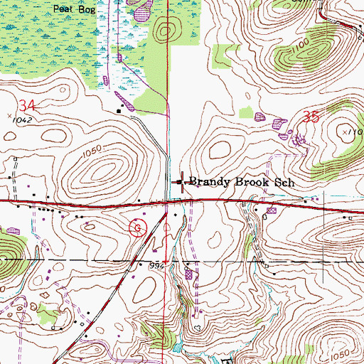Topographic Map of Brandy Brook School (historical), WI