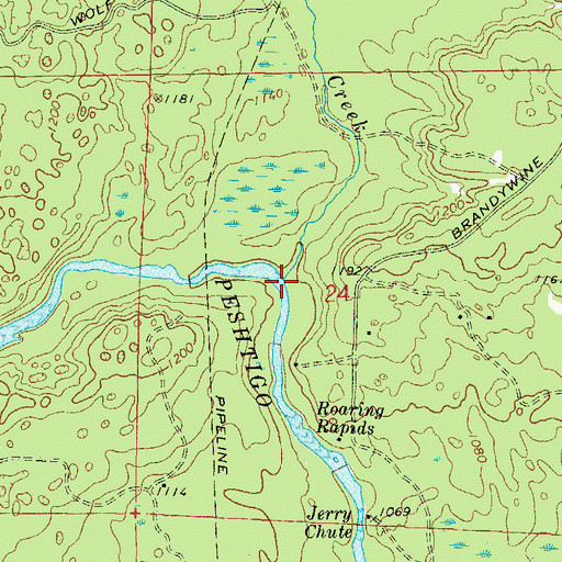 Topographic Map of Brandywine Creek, WI