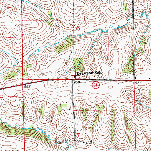 Topographic Map of Brannon School, WI