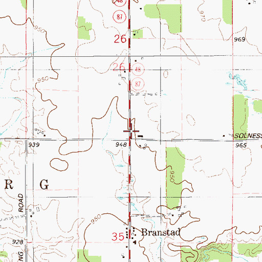 Topographic Map of Branstad School, WI