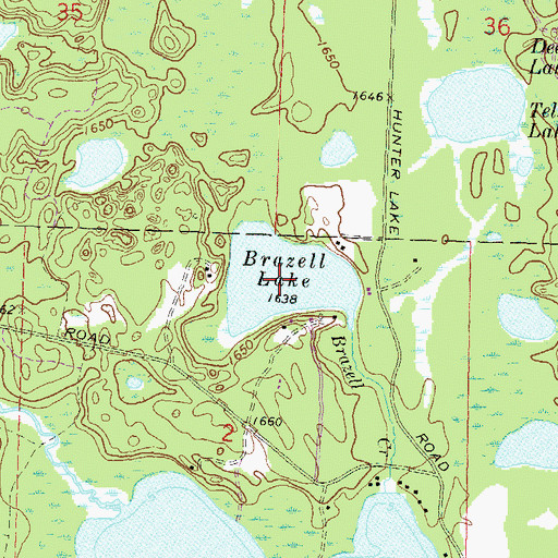 Topographic Map of Brazell Lake, WI