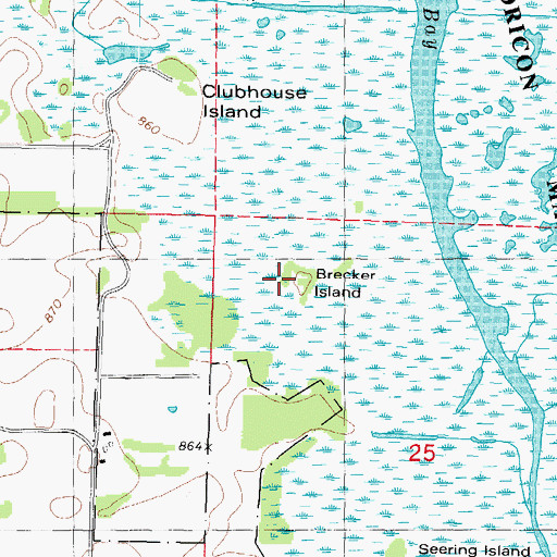 Topographic Map of Brecker Island, WI