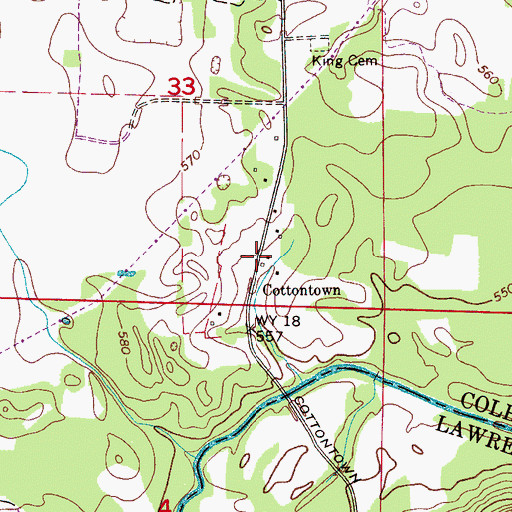 Topographic Map of Cottontown, AL