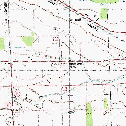 Topographic Map of Brewster Cemetery, WI