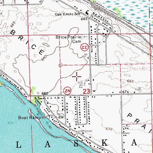 Topographic Map of Brice Prairie, WI