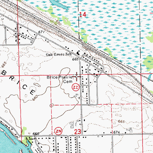 Topographic Map of Asbury Cemetery, WI