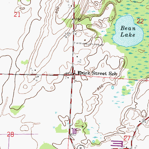 Topographic Map of Brick Street School, WI