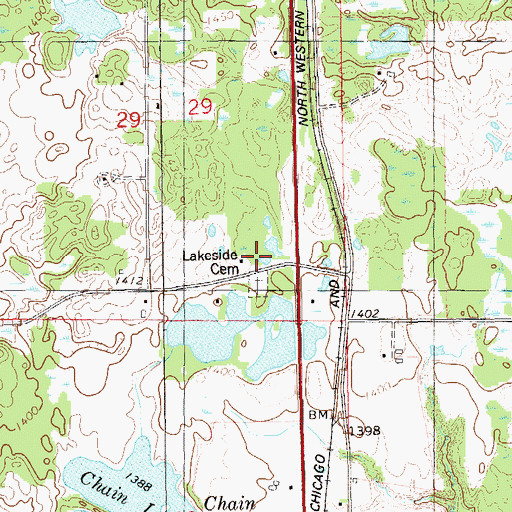 Topographic Map of Brickyard School, WI