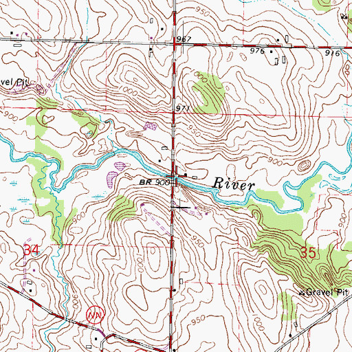 Topographic Map of Bridge 900, WI