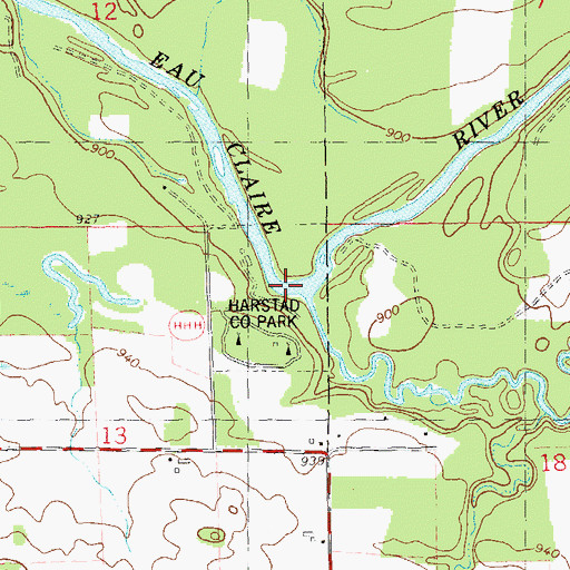 Topographic Map of Bridge Creek, WI