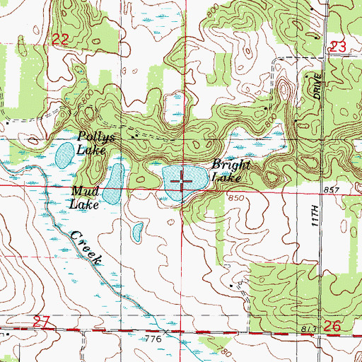 Topographic Map of Bright Lake, WI