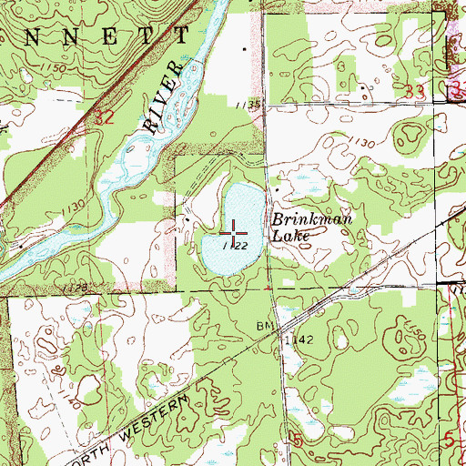 Topographic Map of Brinkman Lake, WI