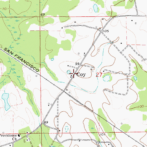 Topographic Map of Coy, AL