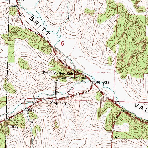 Topographic Map of Britt Valley School, WI